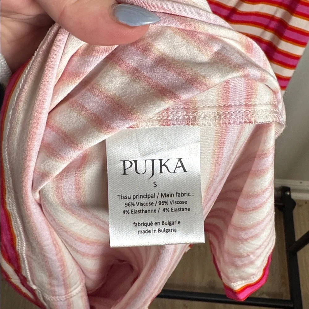 Pujka Adjustable Strap Red/Pink Striped Bodycon Guard Stripe Dress Size Small - Picture 8 of 8